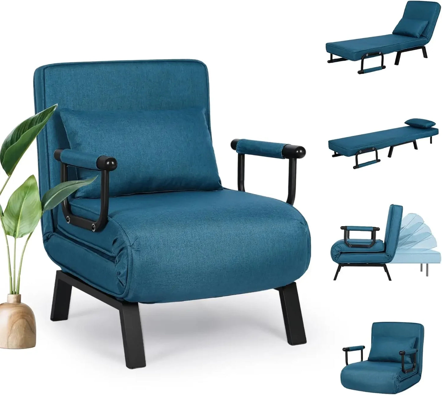 Ljustra Comfy 5-in-1 Sleep Chair Bed Convertible Sofa for Adults