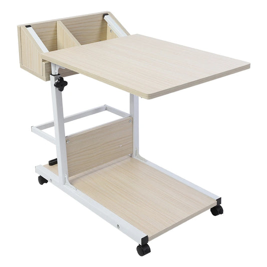 Portable Multifunctional Laptop Desk with Wheels and Storage Drawer