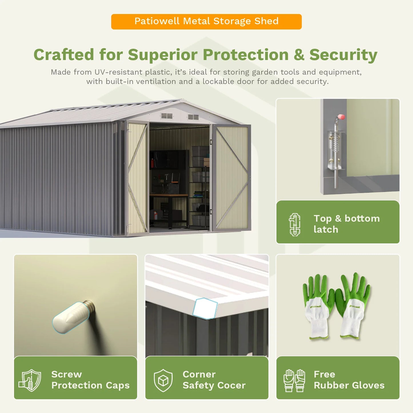 10x12 FT Metal Storage Shed Outdoor Garden Tool Utility Storage