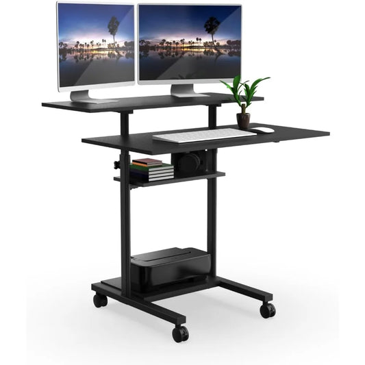 Ljustra Mobile Desk Workstation Height Adjustable Rolling Computer Desk