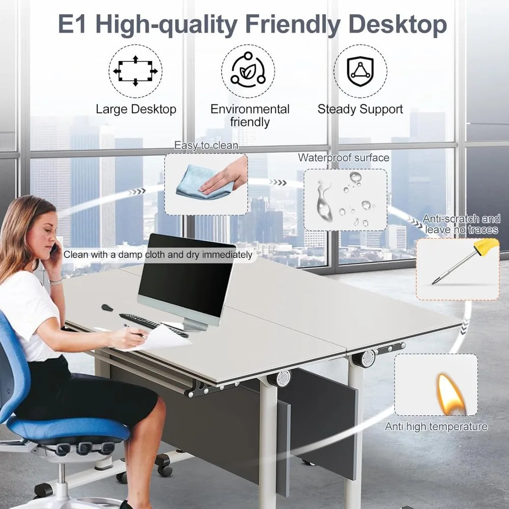 Folding Conference Table Mobile Flip Top Office Training Table 2 Pack