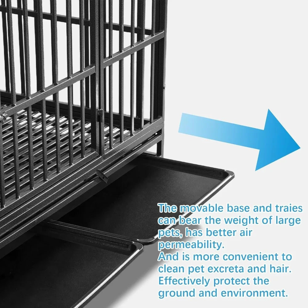 Heavy Duty 60 Inch Dog Crate Folding Kennel Escape Proof Large Cage