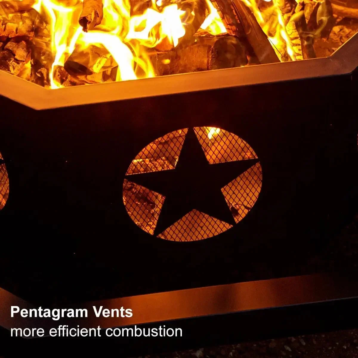 42 Inch Octagonal Fire Pit Outdoor Wood Burning Heavy Duty Firepit