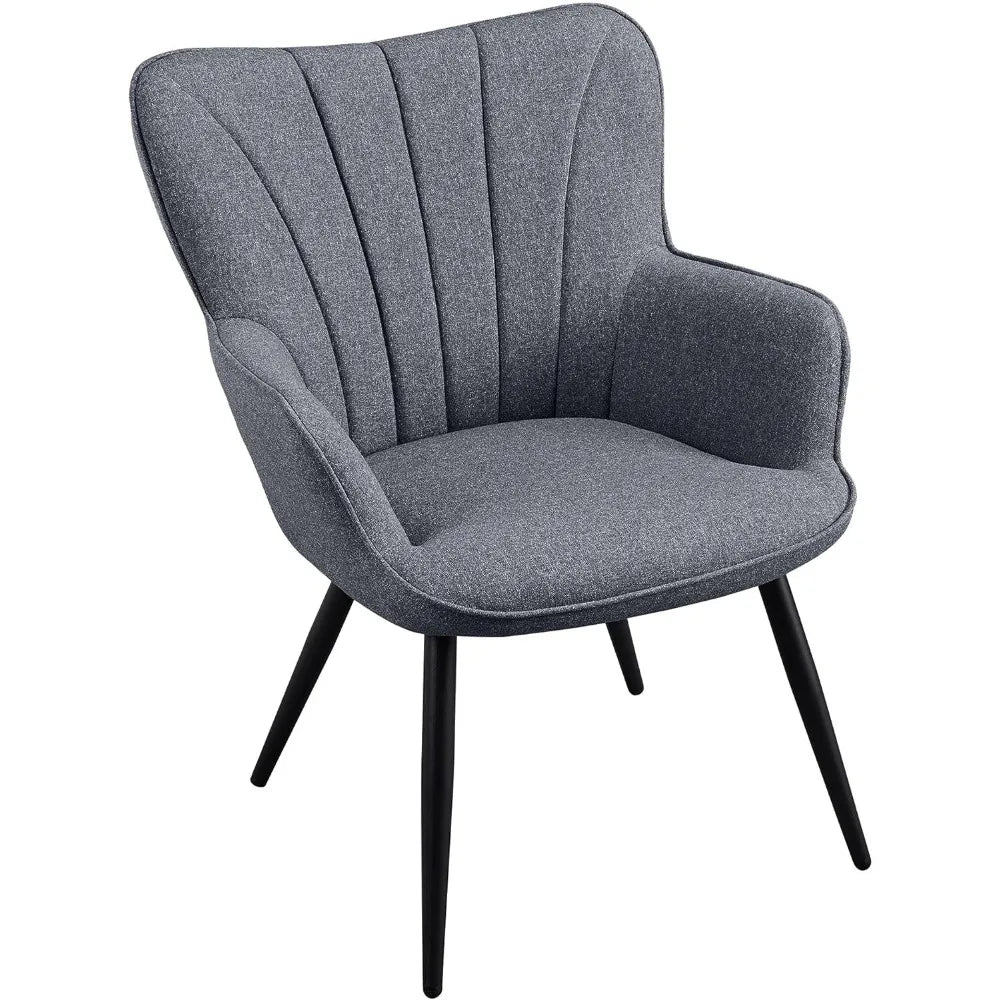 Modern Elegant Accent Chair Linen Fabric Armchair for Living Room Bedroom