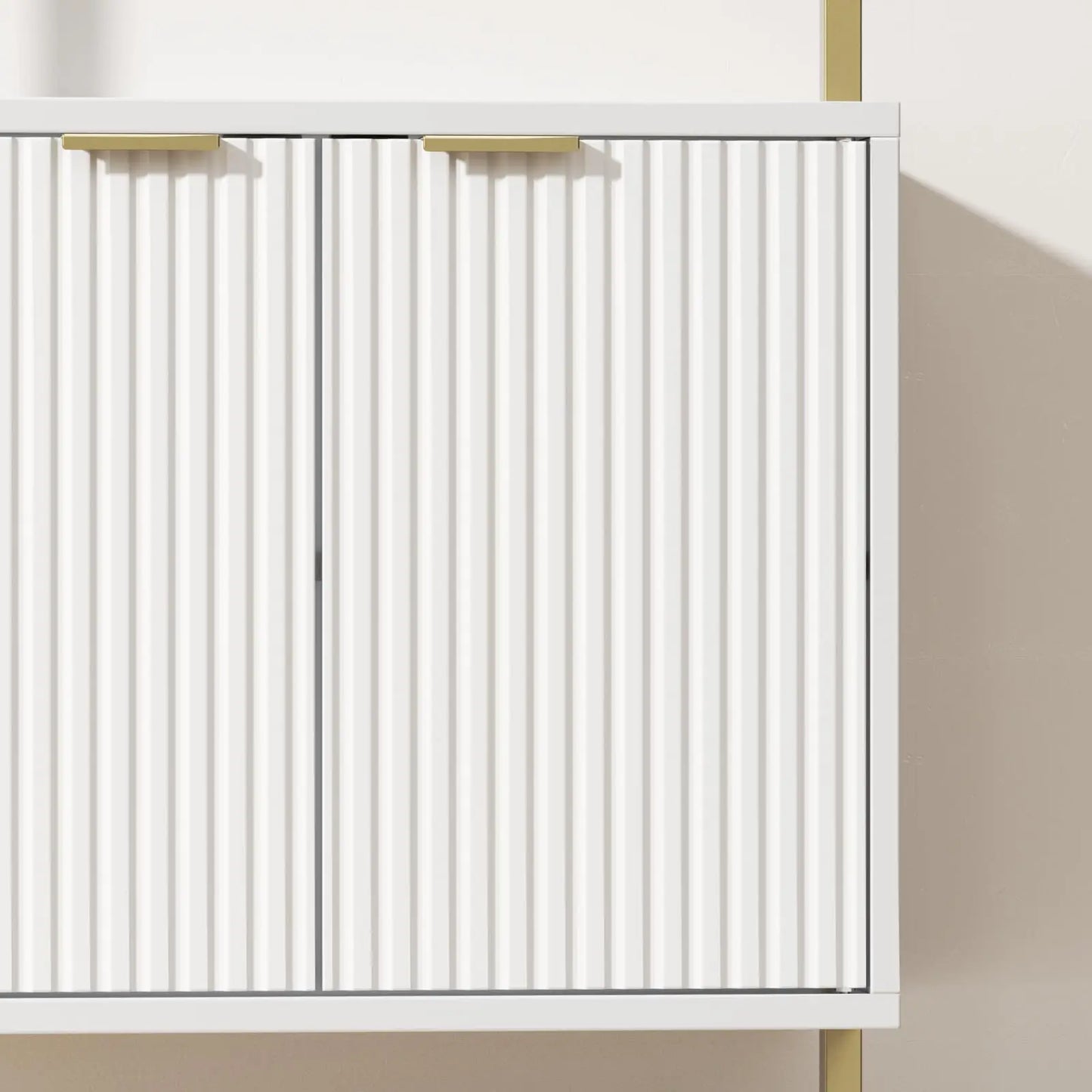 Ladder Bookshelf Storage Cabinet 71'' Tall Wall Mount Bookcase Metal Frame