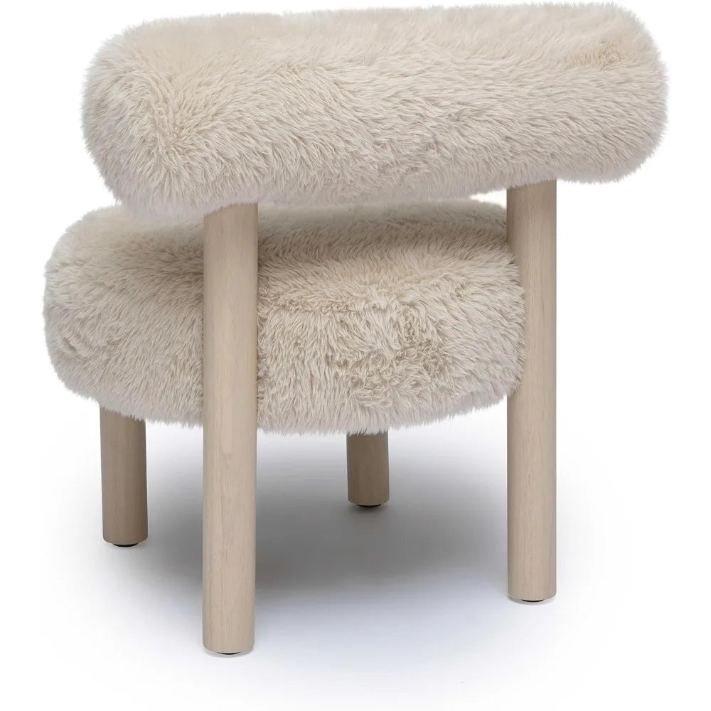 Carmel Natural Vegan Shearling Accent Chair Handmade Comfort