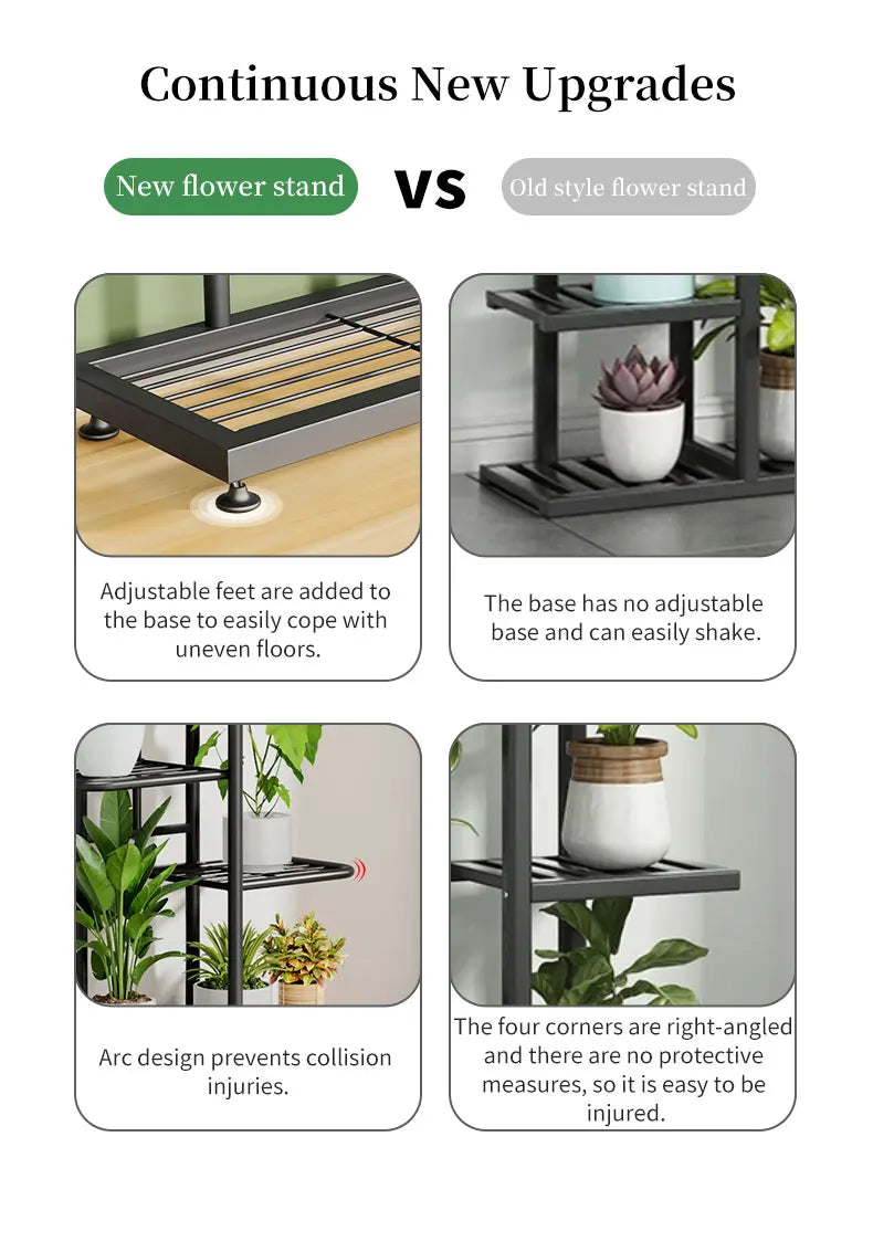 Ljustra Plant Shelves Iron Potted Flower Stand Indoor Outdoor Organizer