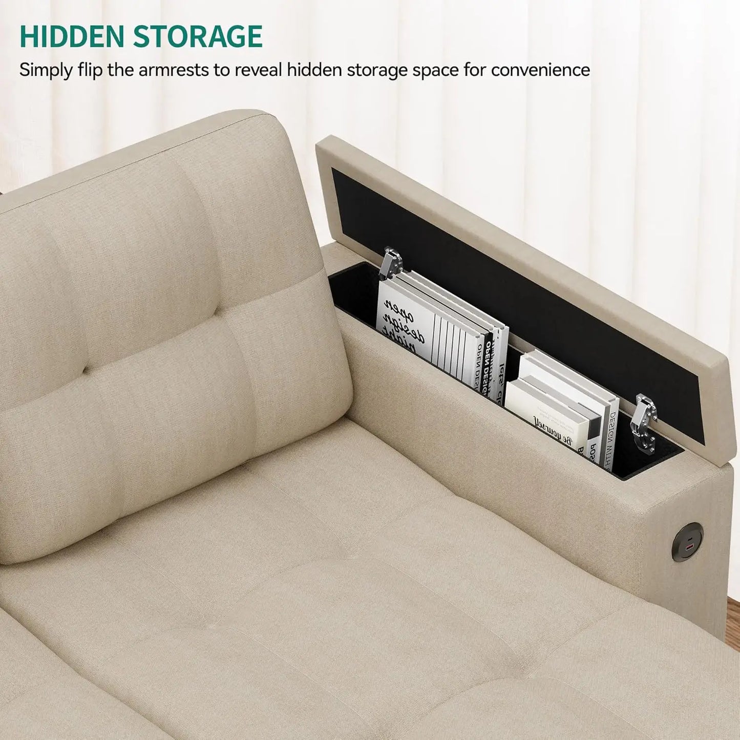 Modern L-Shaped Sleeper Sofa Bed w/ Pull Out, USB Ports, Storage Chaise, Reversible Couch