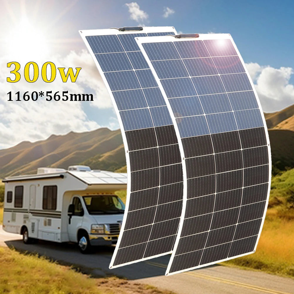 12V Solar Panel 150W 300W 450W Flexible Photovoltaic Charger for Camping