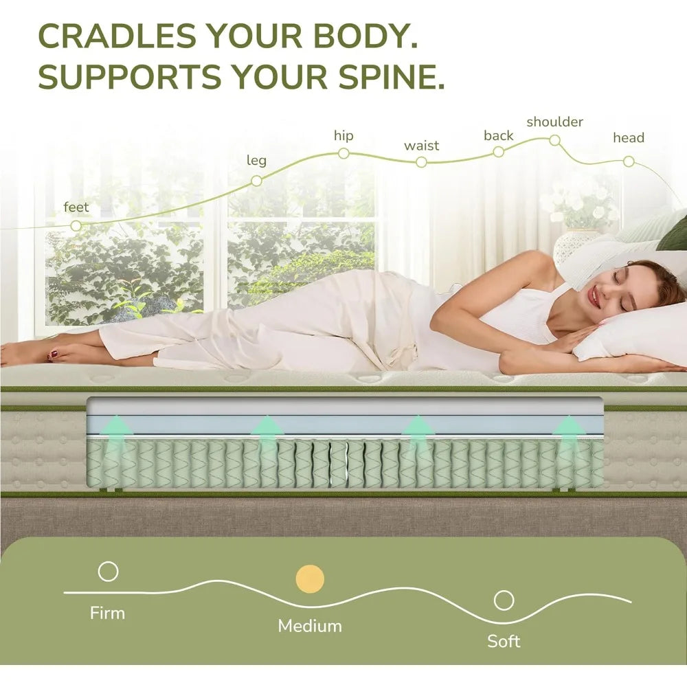 Ljustra 12 Inch Queen Size Hybrid Mattress for Ultimate Comfort