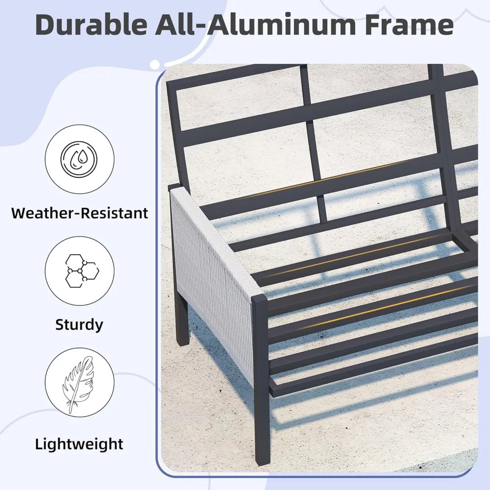 Aluminum High Back Outdoor Sectional Sofa 4 Piece Patio Furniture Set