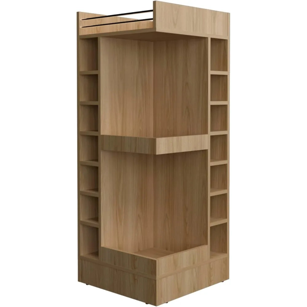 46 Inch Tall 3-Tier Corner Bar Cabinet with 14 Wine Bottle Slots Storage
