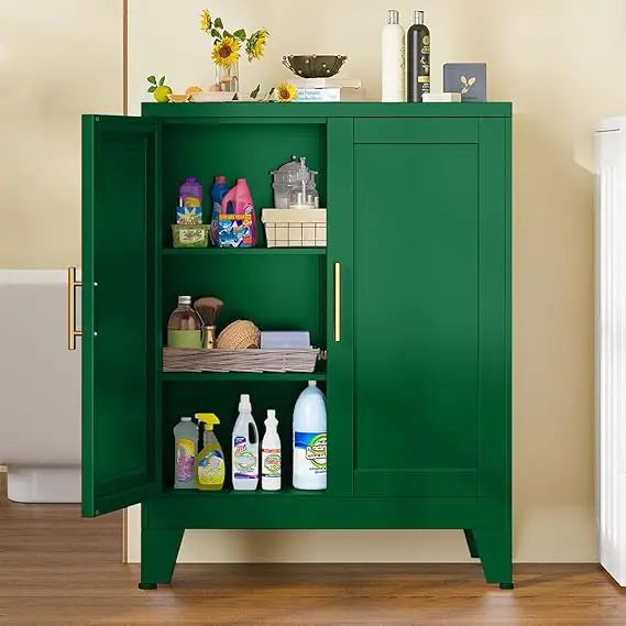 Green Sideboard Buffet Cabinet Steel Kitchen Pantry Storage Organizer