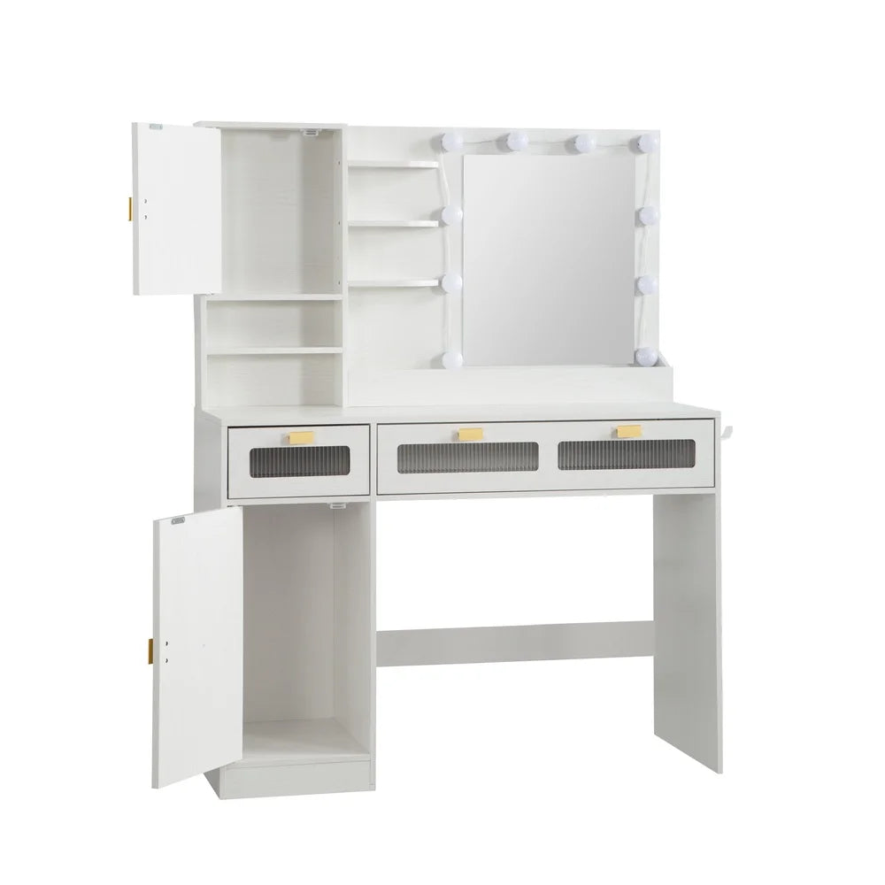 Light Makeup Vanity Table with Adjustable Brightness Mirror Storage