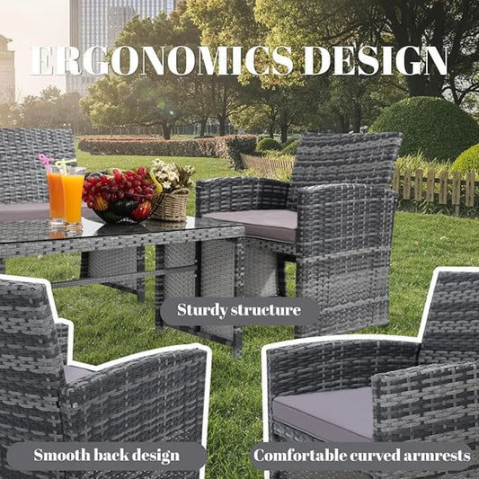 **** Ljustra 4 Piece Patio Furniture Set Cushioned Sofa Coffee Table Outdoor