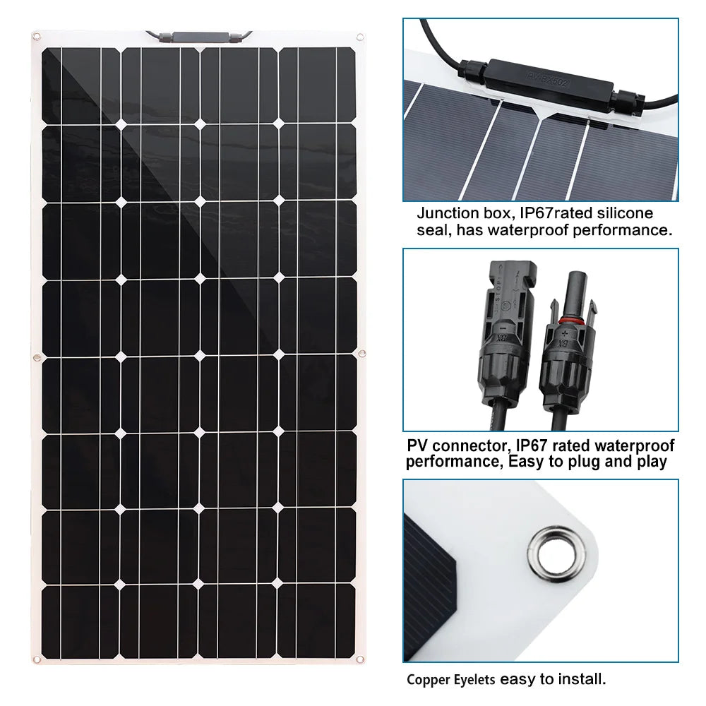12V Solar Panel 150W 300W 450W Flexible Photovoltaic Charger for Camping