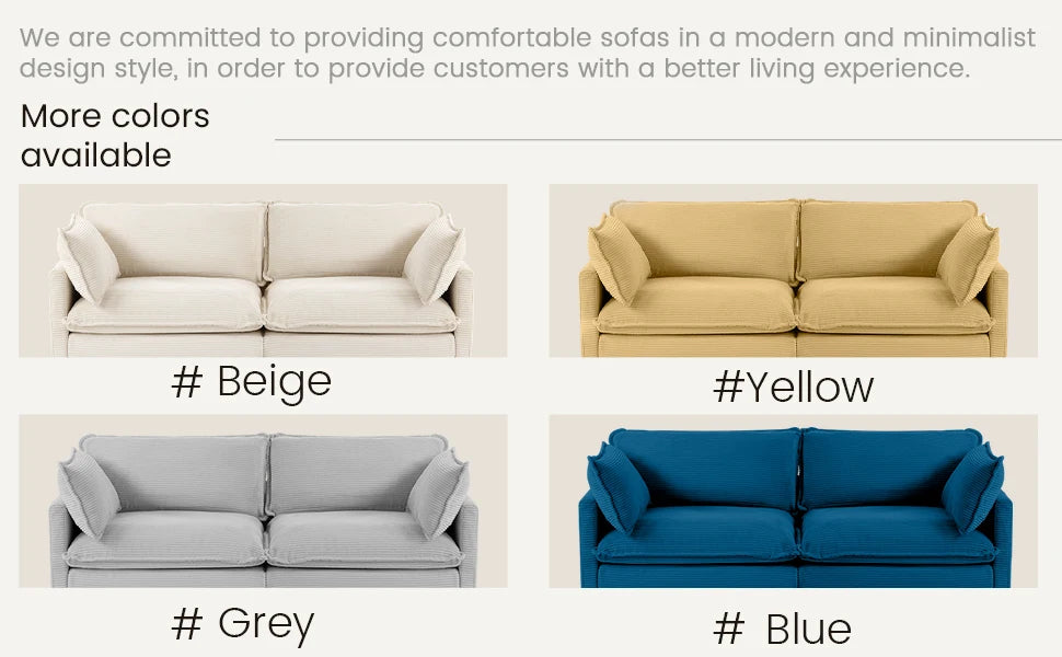 112 Inch 4 Seat L Shaped Modular Corduroy Sofa Set for Living Room