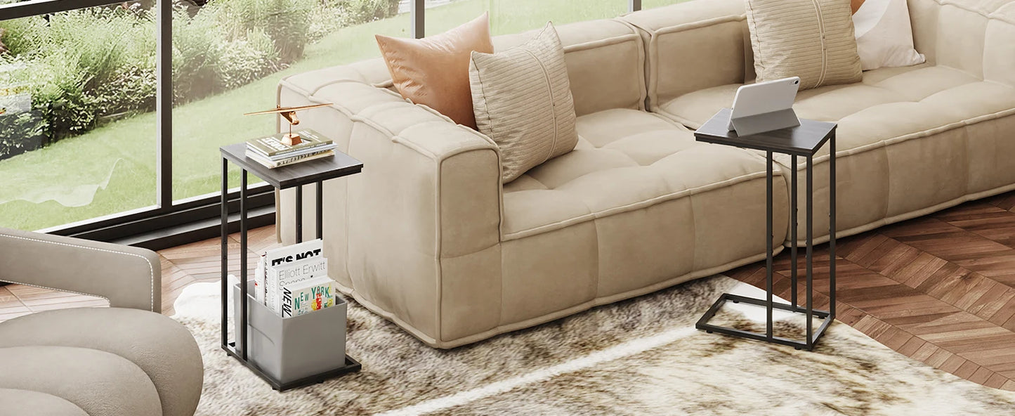 Side Table Set of 2 C Shaped End Tables for Living Room Bedroom Office