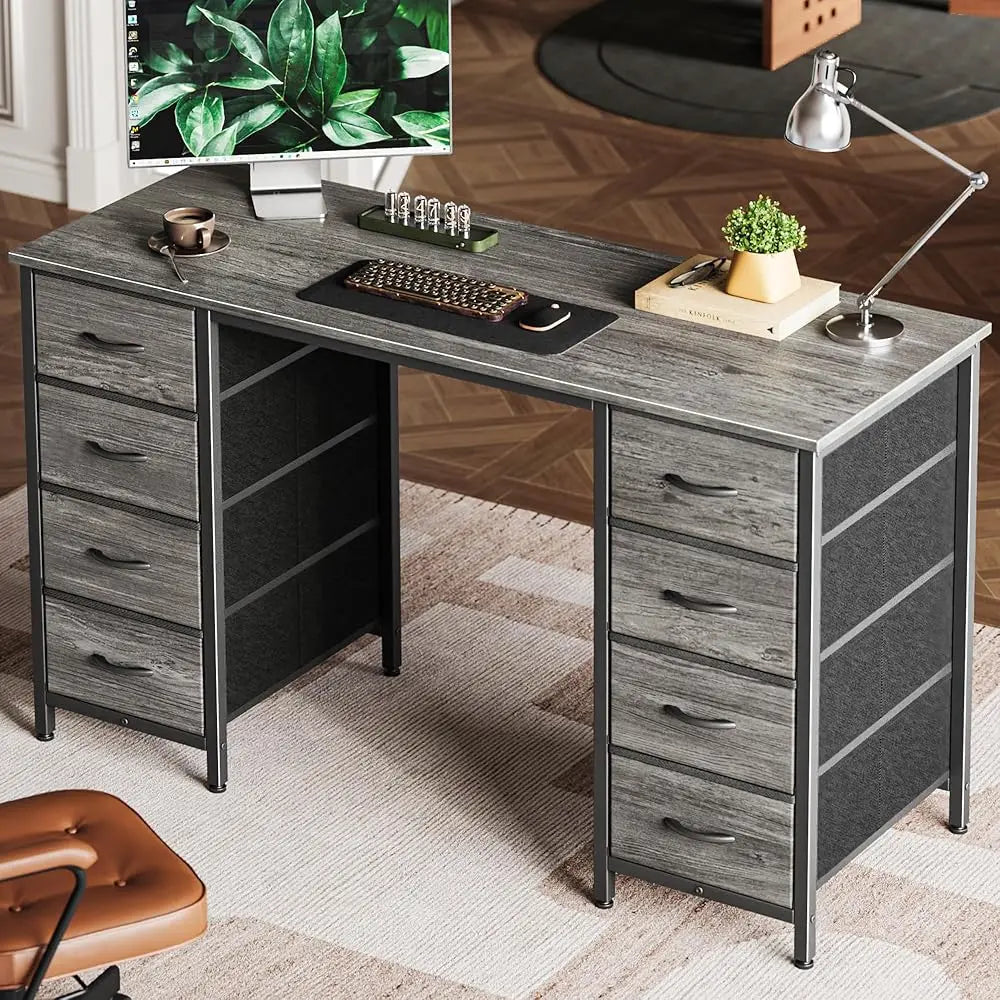 47 Inch Computer Desk with 8 Fabric Drawers for Home Office Gaming