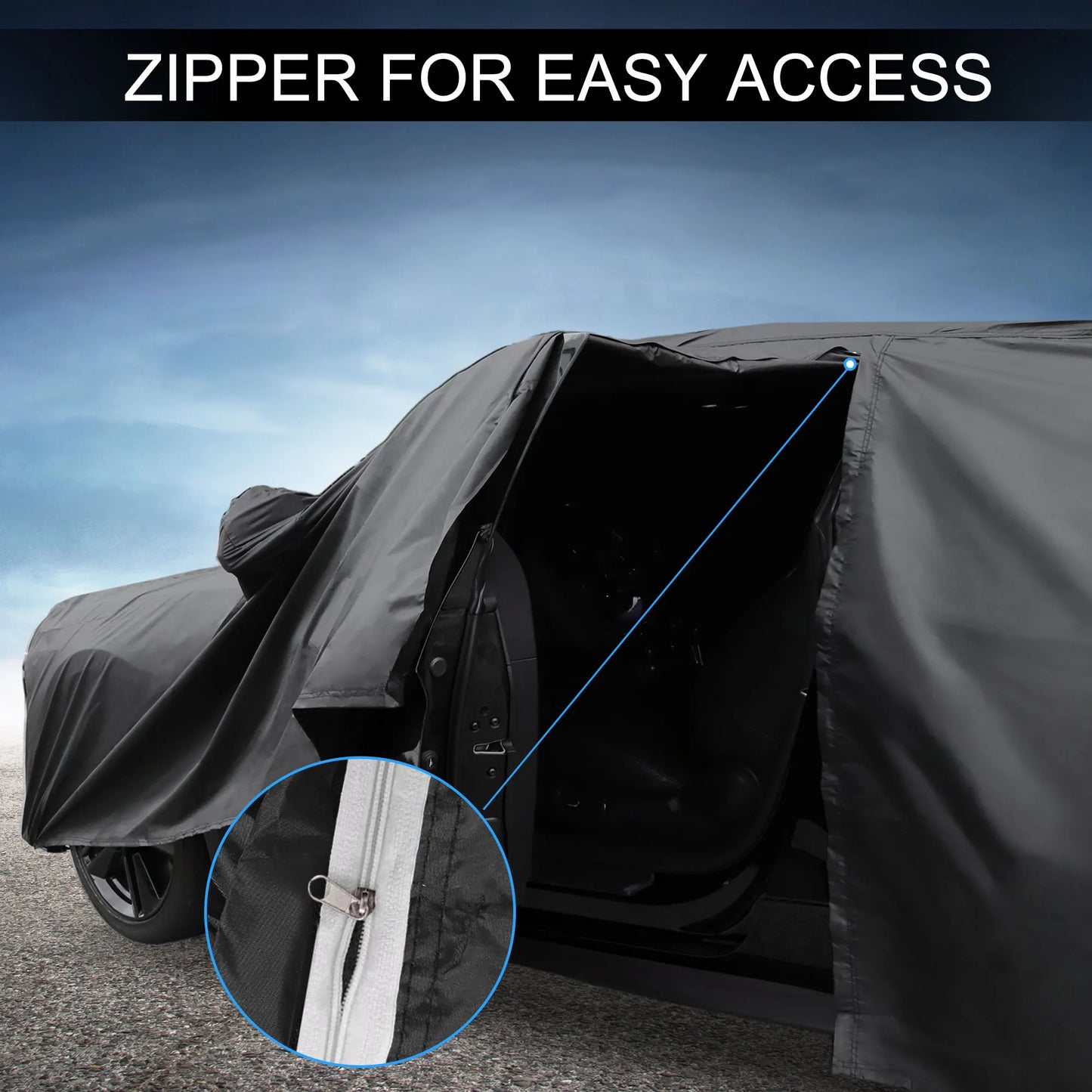 Uxcell Car Cover for Kia K5 with Left Side Door Zipper 210D-PU