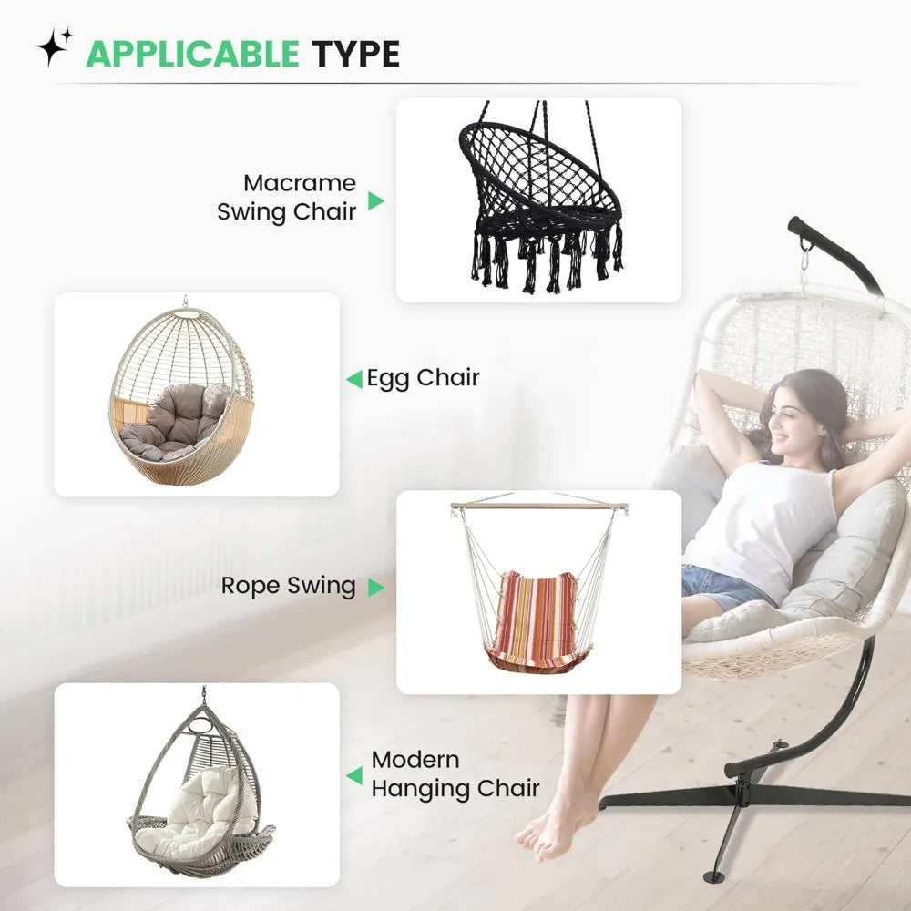 Heavy Duty Hammock Chair Stand for Porch Swing Relaxation
