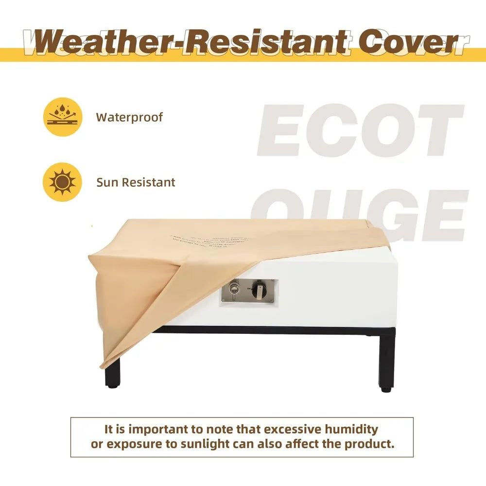 32 Inch Square Propane Fire Pit Table Outdoor Gas Fireplace Patio