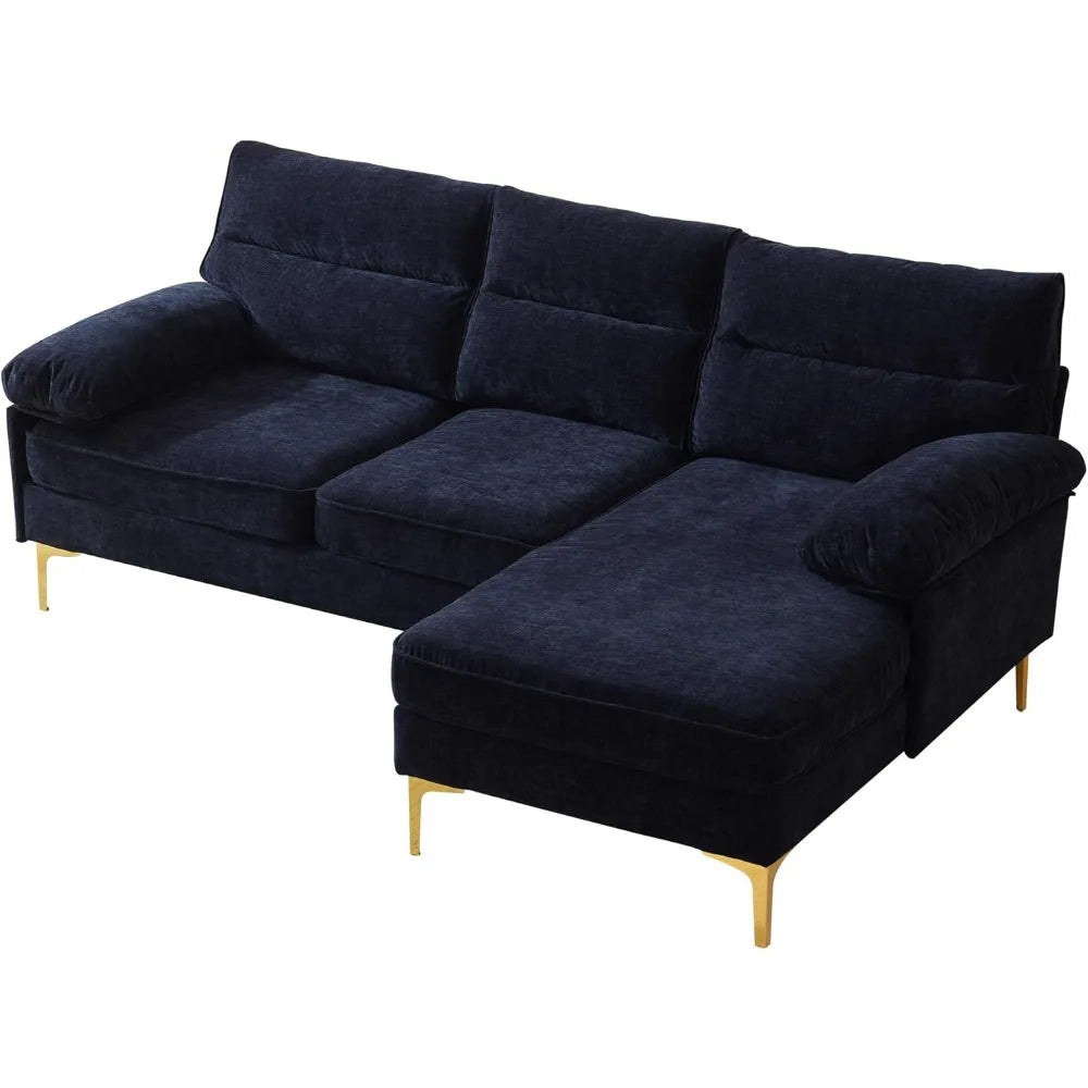 Ljustra L Shaped Sofa Couch Comfy Chenille Fabric Reversible Chaise