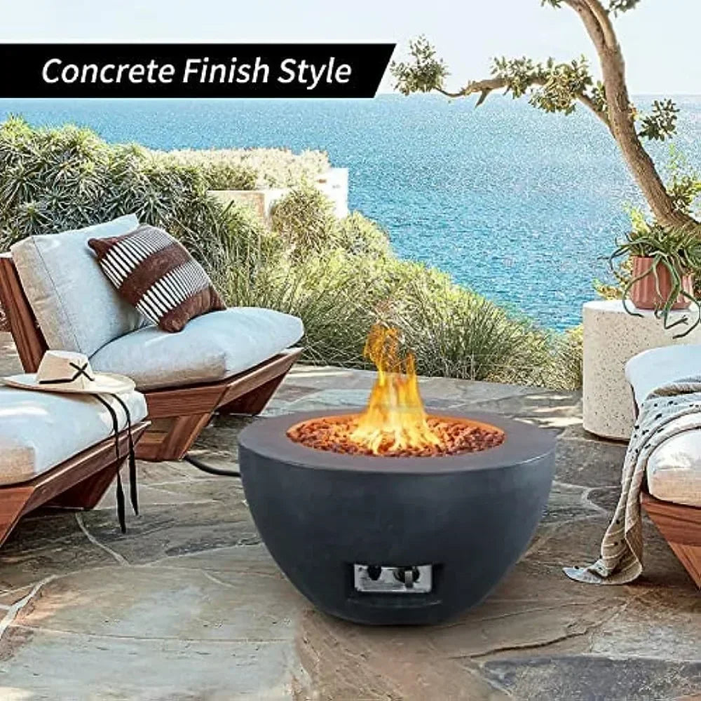25 Inch Propane Fire Table 50000 BTU Concrete Fire Pit for Outdoor Use
