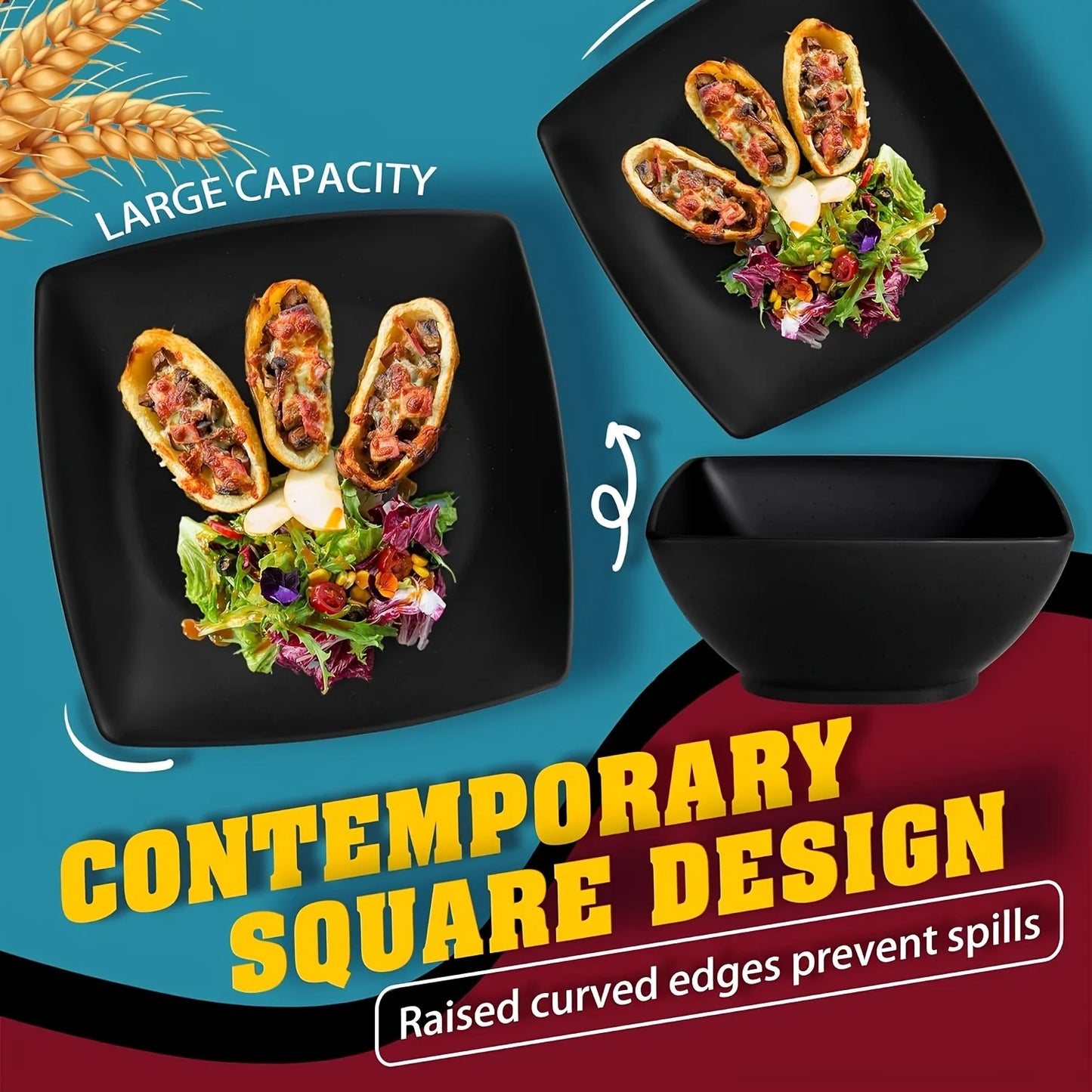 16 32Pcs Plastic Dinnerware Set Dishwasher Microwave Safe Stackable