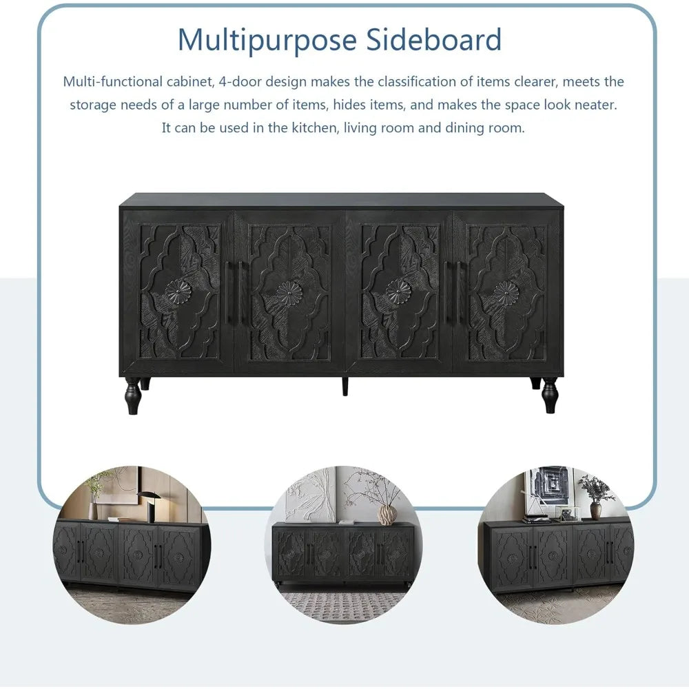 Sideboard Buffet Cabinet Accent Storage Console Table with 4 Doors