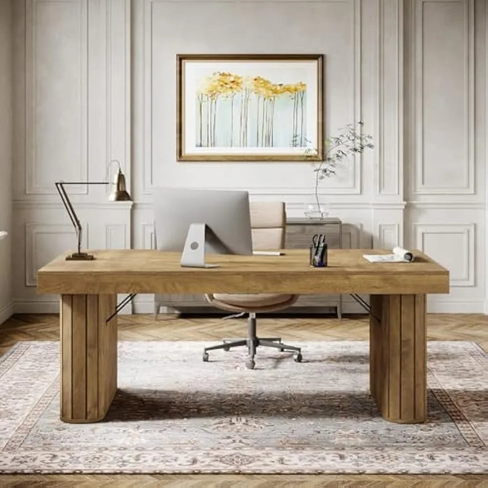 70.9" Executive Desk Farmhouse Computer Office Workstation Large