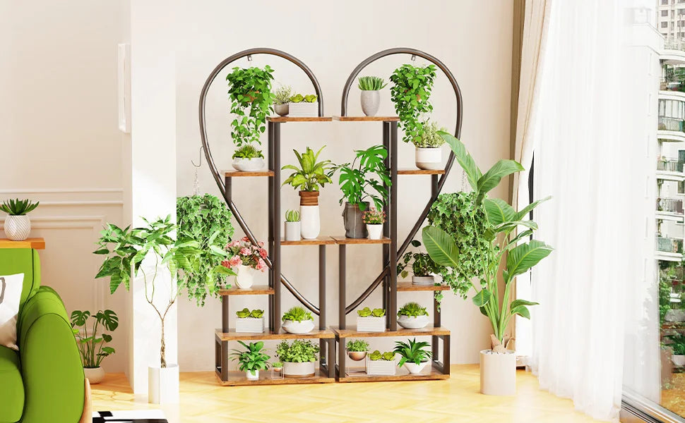 6 Tier Heart Shaped Plant Stand Storage Rack for Garden Living Room