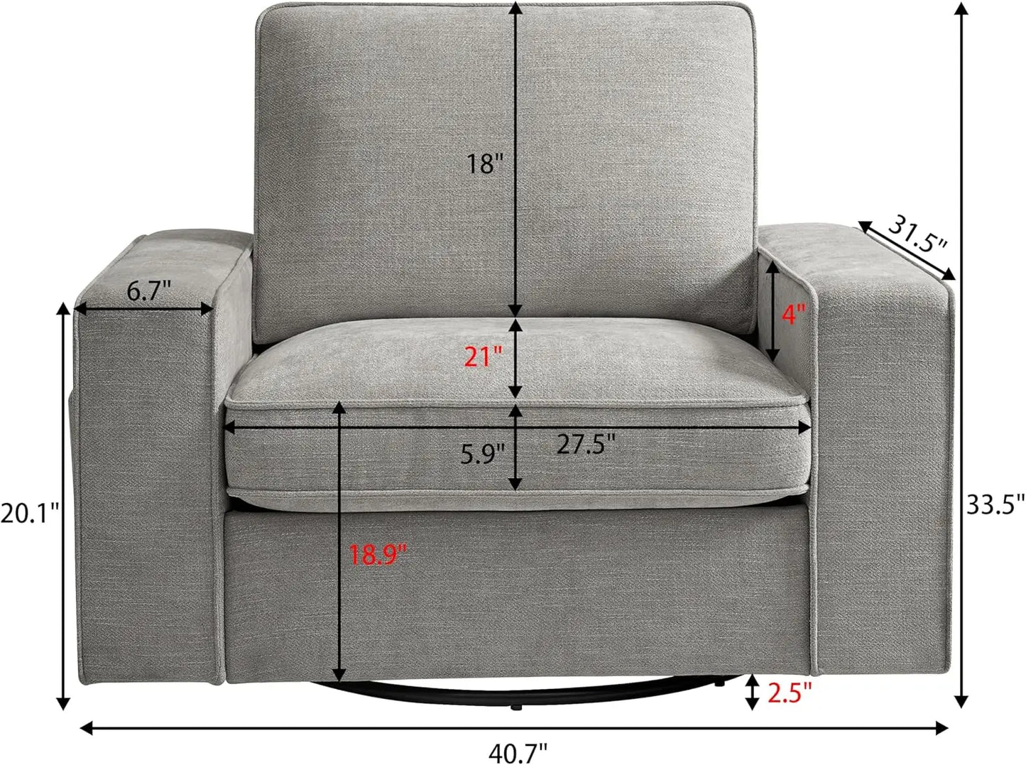 Swivel Accent Chair Comfortable Single Sofa Chair Washable Cover