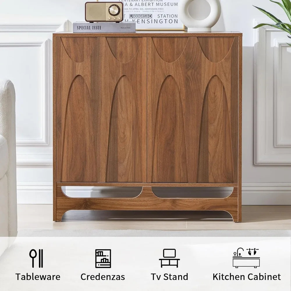 Mid Century Modern Sideboard Buffet Cabinet Storage Set of 2 63 Inch