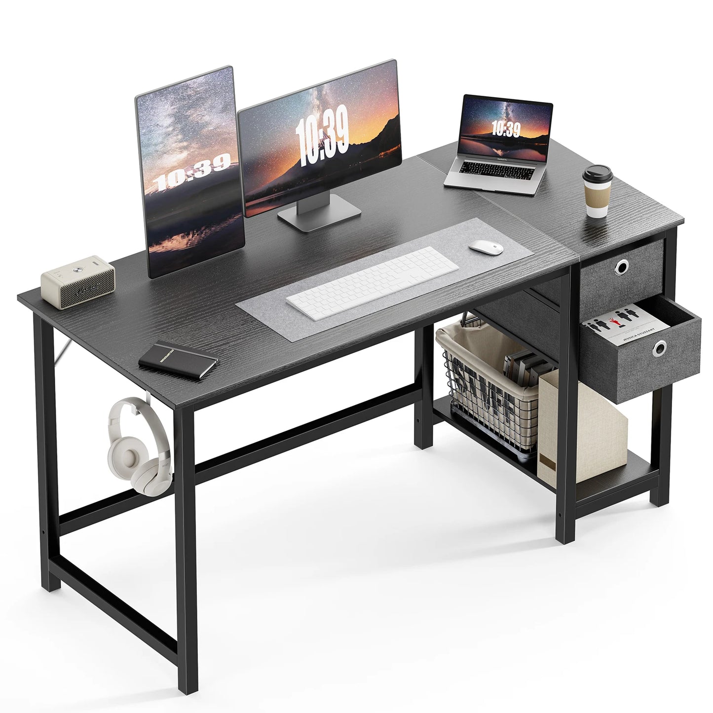 Ljustra 55 Inch Computer Desk With Drawers Home Office Writing Desk