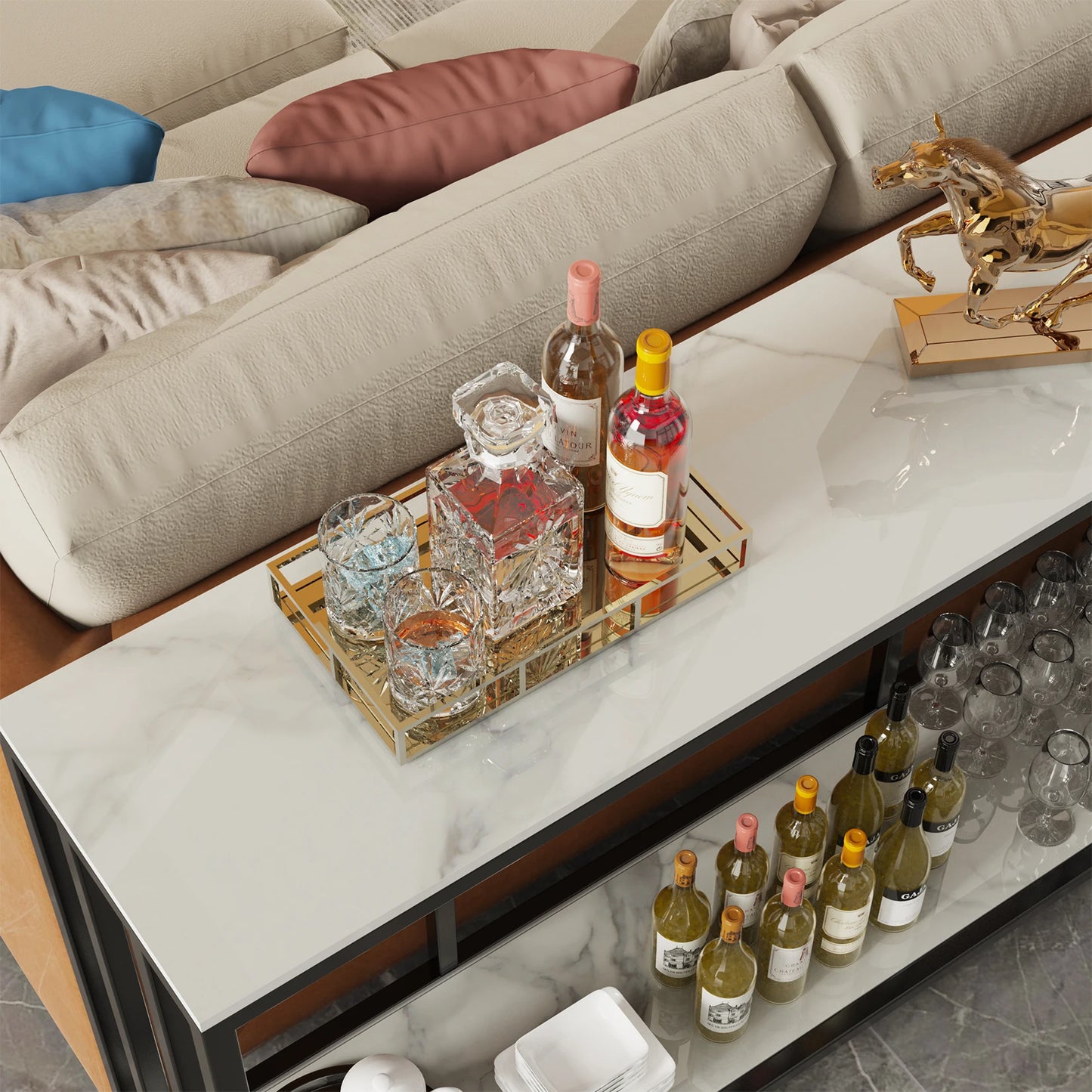 Modern Console Table Sintered Stone Entryway Table Narrow Sofa Table