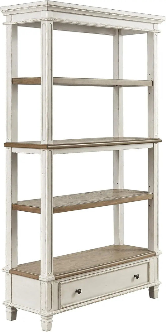 Realyn French Country 75 Inch Bookcase with Drawer Farmhouse Style