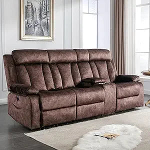 Ljustra 3 Seat Reclining Sofa with Massage Heat Cup Holders USB Ports