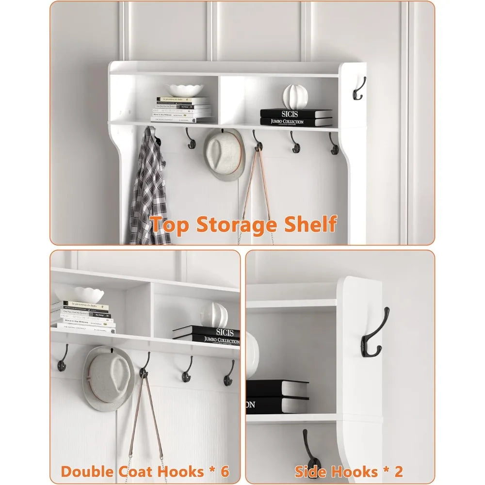 Modern Fluted Entryway Coat Rack Bench Shoe Storage Cabinet 42.5"