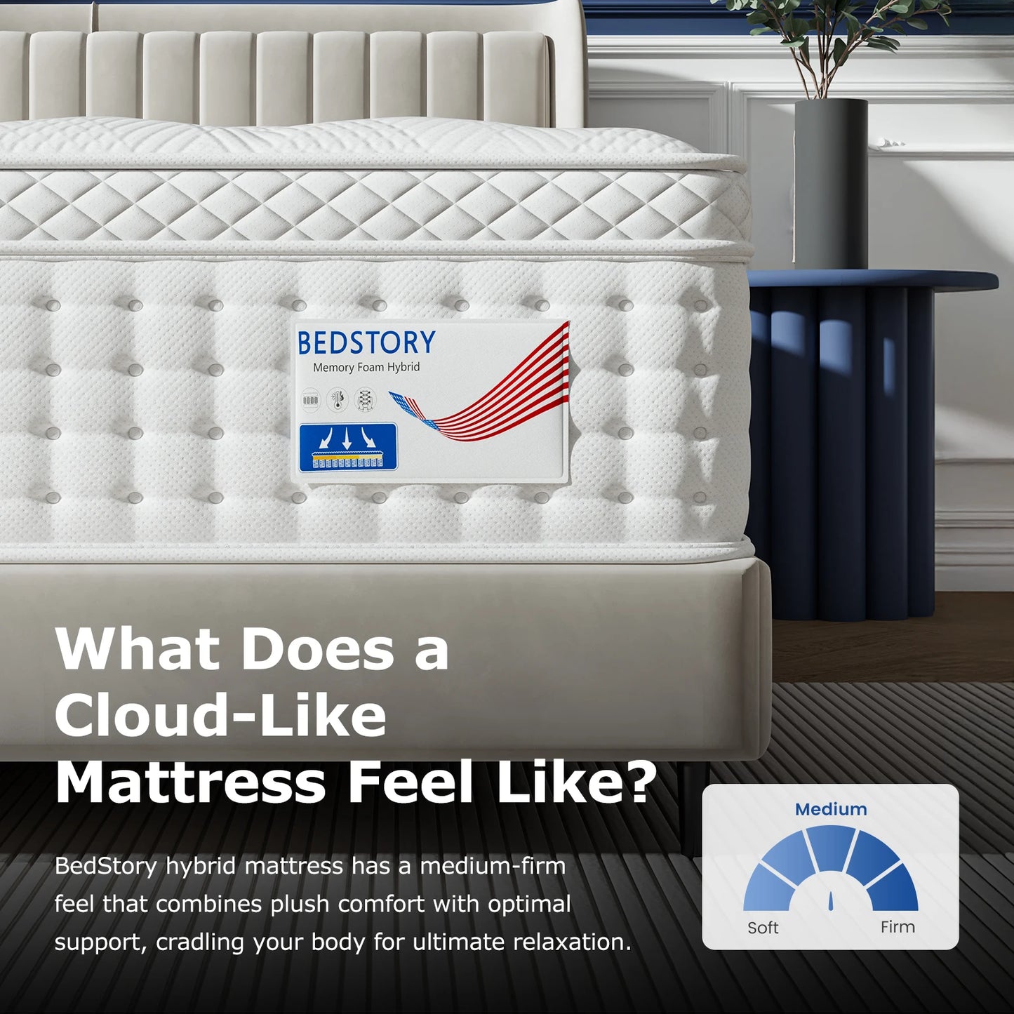 Ljustra 12 Inch Hybrid Queen Mattress Memory Foam Pocket Springs