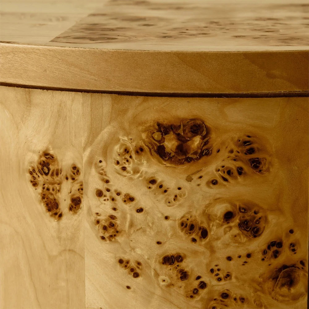 Unique Burlwood Round End Table No Assembly Required Accent Table