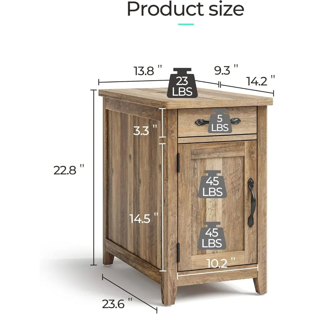 Modern Farmhouse End Table Set of 2 with Charging Station