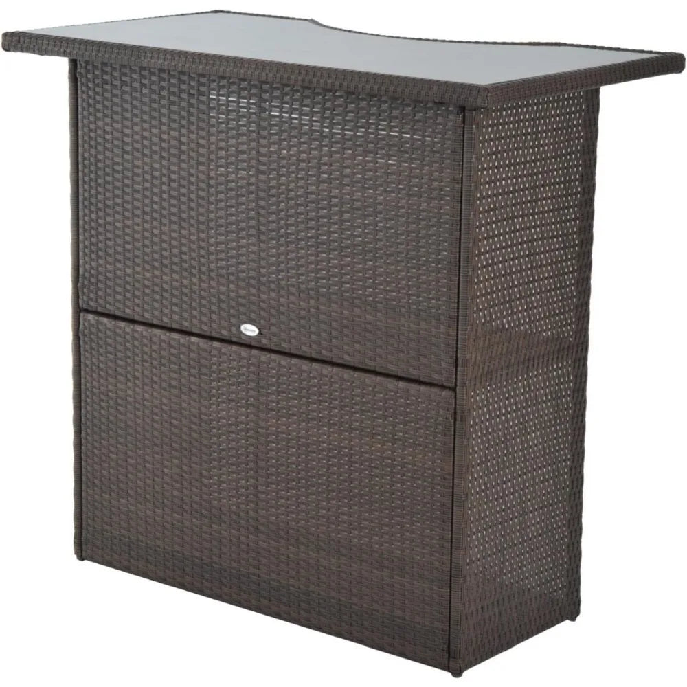 Ljustra 5 Pcs Rattan Wicker Bar Set High Top Outdoor Table Chairs