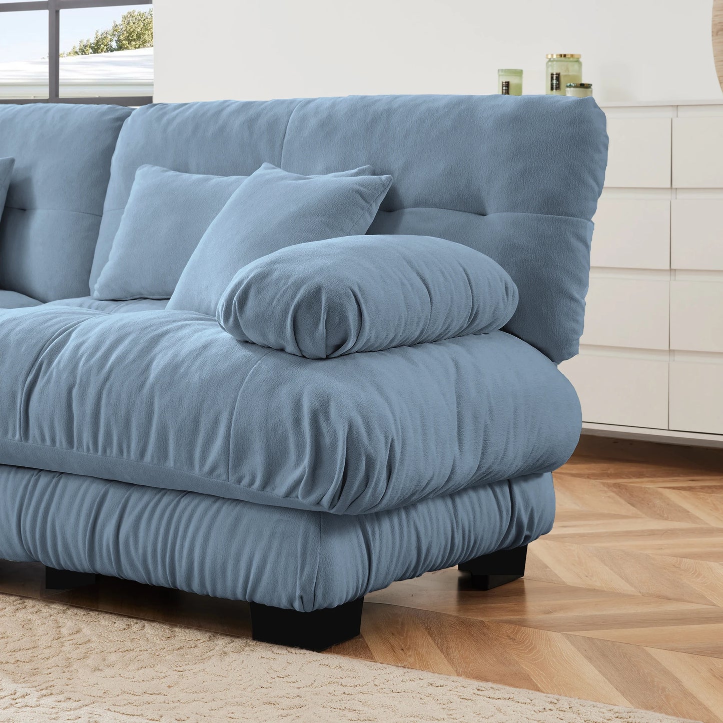 Premium 3 Seat Modular Sectional Sofa Deep Seat Chenille Couch