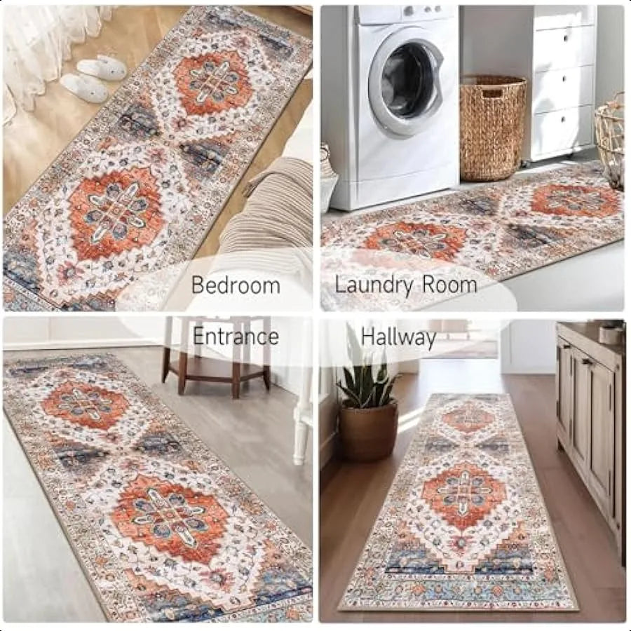 Hallway Runner Rug 2x6 Vintage Distressed Washable Non Slip Bedroom Kitchen
