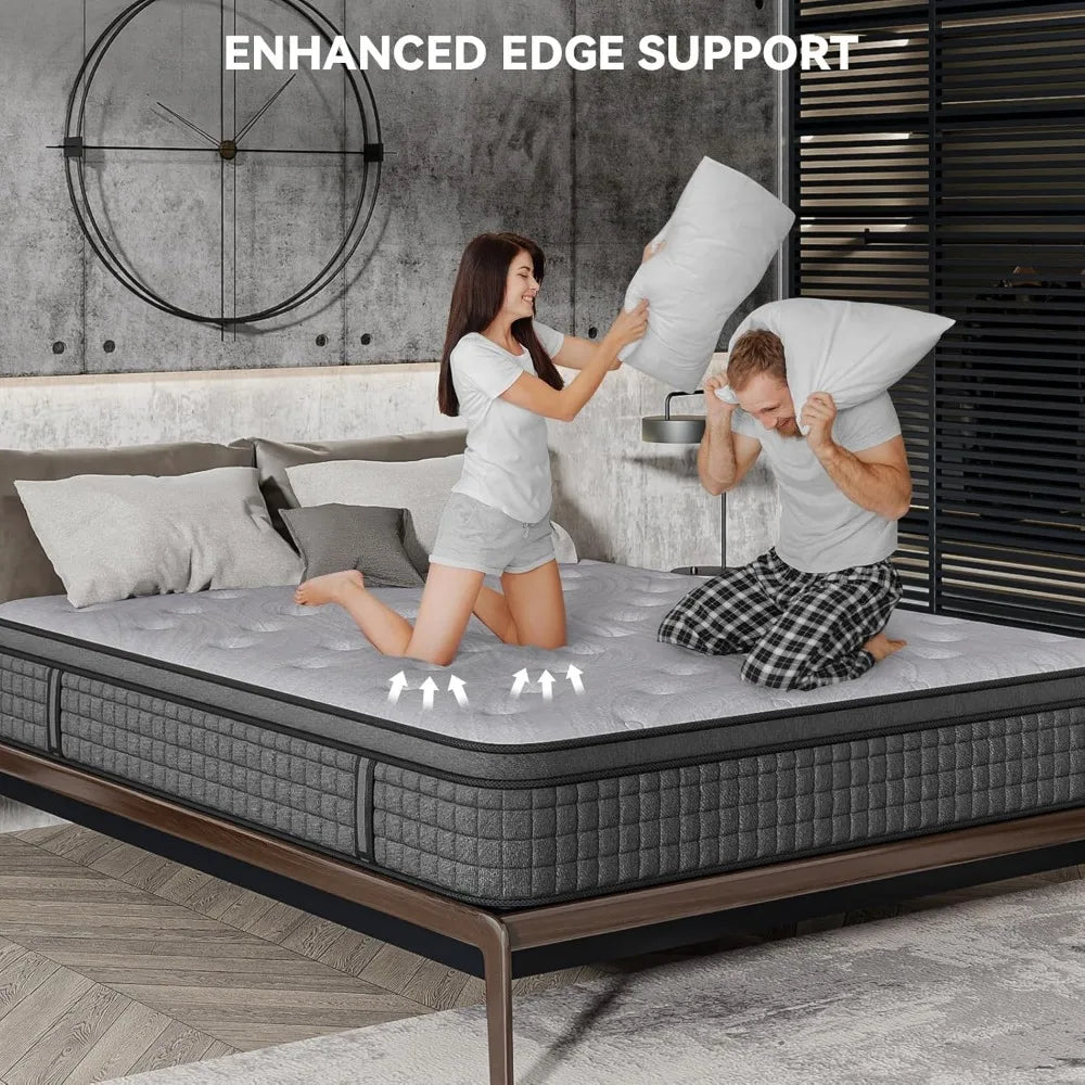 Ljustra Queen Mattress 12 Inch Hybrid Gel Memory Foam Medium Firm