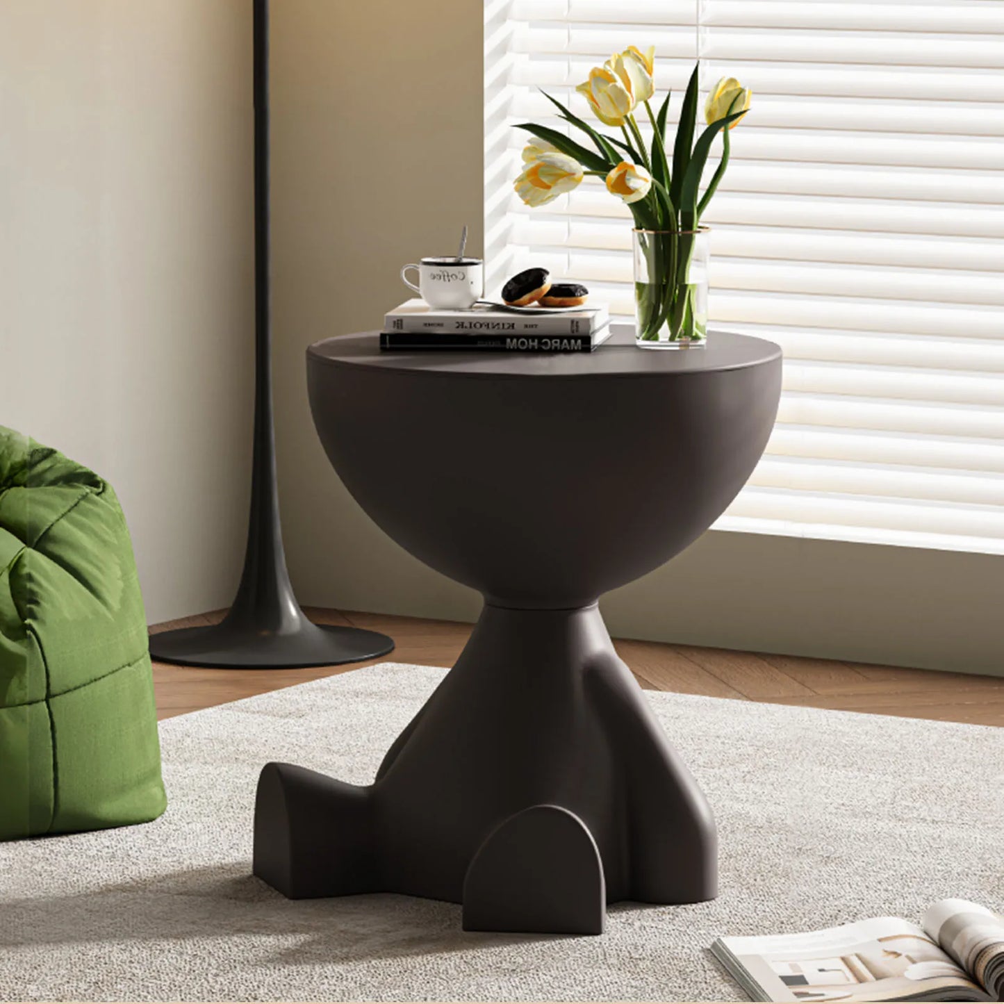 Ljustra Modern Round Matte Coffee Table Small Storage Stool for Living Room