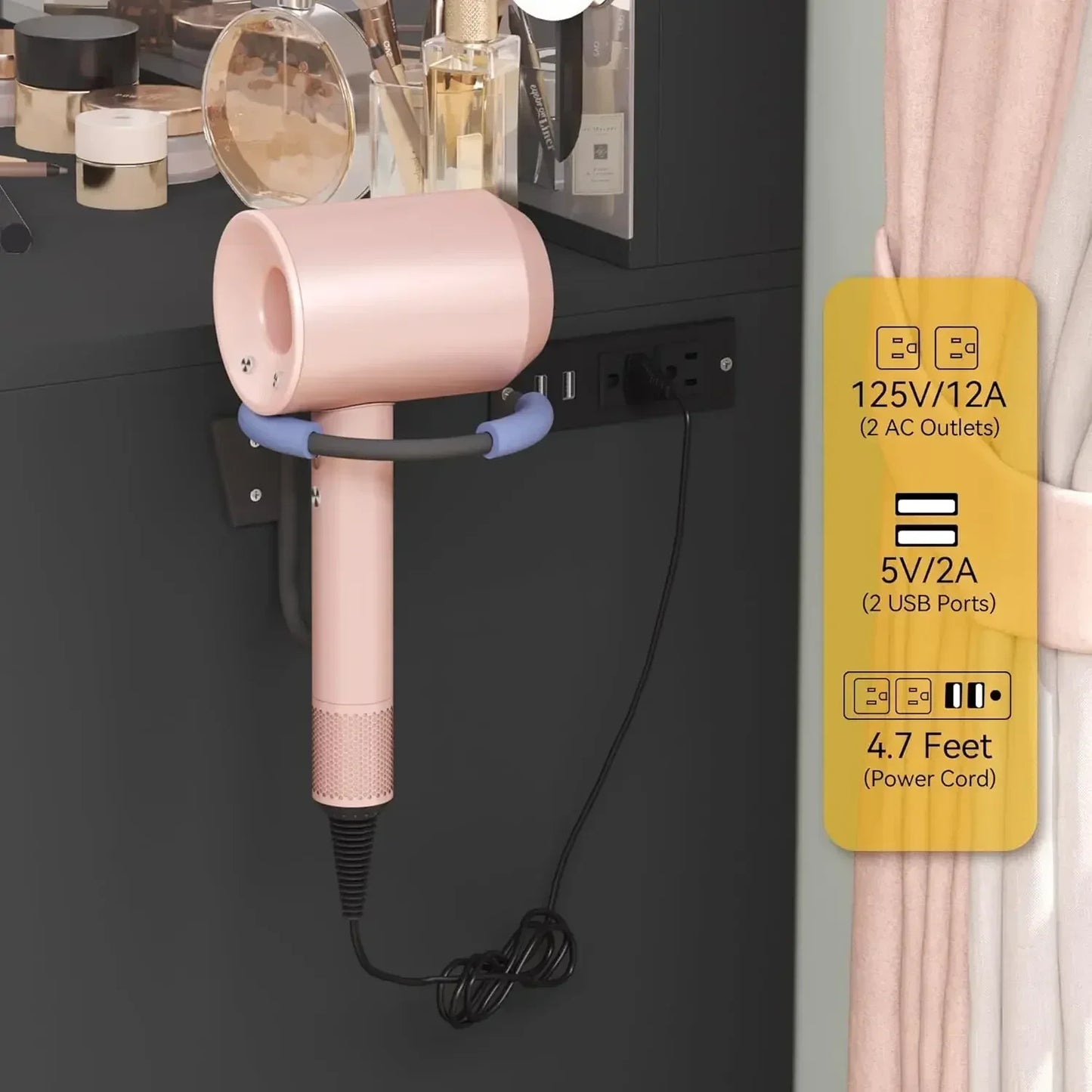 Makeup Vanity Table Set with Large Mirror and Cushioned Stool for Women