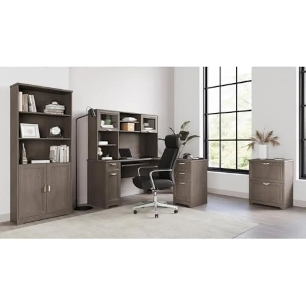 L-Shape Corner Computer Desk with Keyboard Tray and Storage