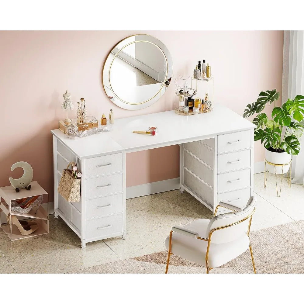 48 Inch Modern Computer Desk with 8 Drawers for Home Office Gaming